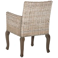 White Rattan Curved Legs Dining Chairs, Set of 2