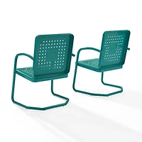 Blue Retro Basket Weave Chairs, Set of 2
