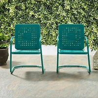 Blue Retro Basket Weave Chairs, Set of 2