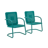 Blue Retro Basket Weave Chairs, Set of 2
