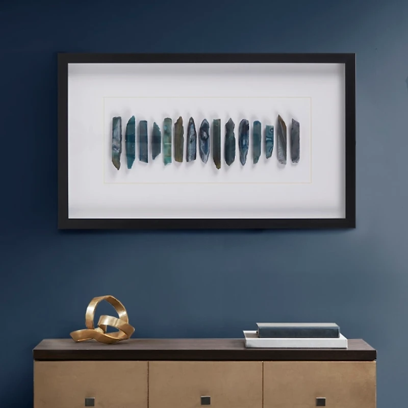 Framed Blue Agate Shadowbo x Wall Decor Panel