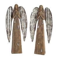 Praying Galvanized Angel Figurines, Set of 2