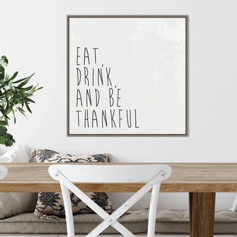 Eat Drink Be Thankful Framed Canvas Art Print