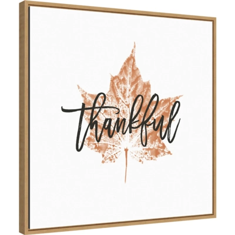 Thankful Leaf Stamp Framed Canvas Art Print