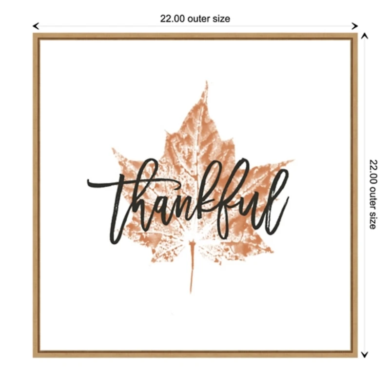 Thankful Leaf Stamp Framed Canvas Art Print