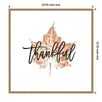 Thankful Leaf Stamp Framed Canvas Art Print