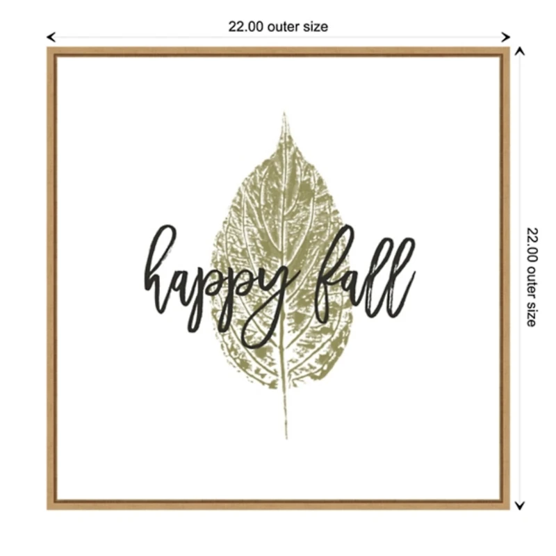 Happy Fall Leaf Stamp Framed Canvas Art Print