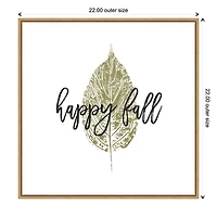 Happy Fall Leaf Stamp Framed Canvas Art Print