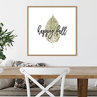 Happy Fall Leaf Stamp Framed Canvas Art Print