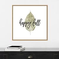 Happy Fall Leaf Stamp Framed Canvas Art Print