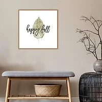 Happy Fall Leaf Stamp Framed Canvas Art Print