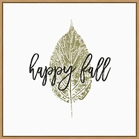 Happy Fall Leaf Stamp Framed Canvas Art Print
