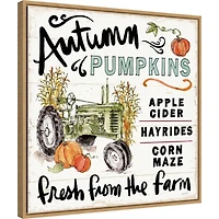 Autumn Pumpkin Tractor Framed Wall Art