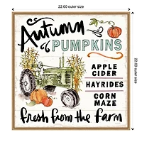 Autumn Pumpkin Tractor Framed Wall Art
