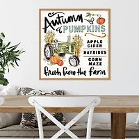 Autumn Pumpkin Tractor Framed Wall Art