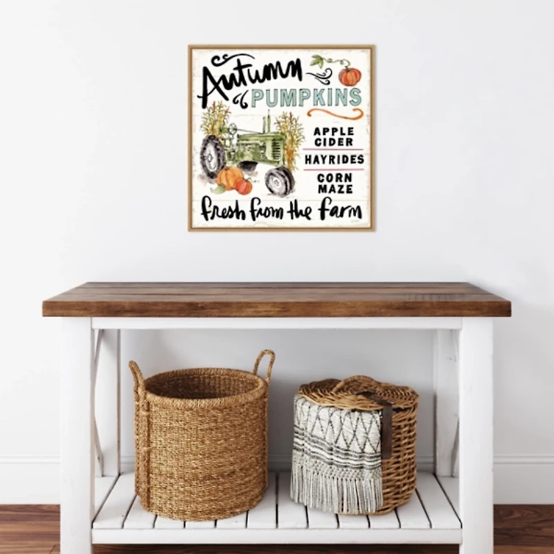 Autumn Pumpkin Tractor Framed Wall Art