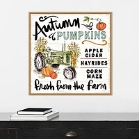 Autumn Pumpkin Tractor Framed Wall Art