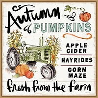 Autumn Pumpkin Tractor Framed Wall Art