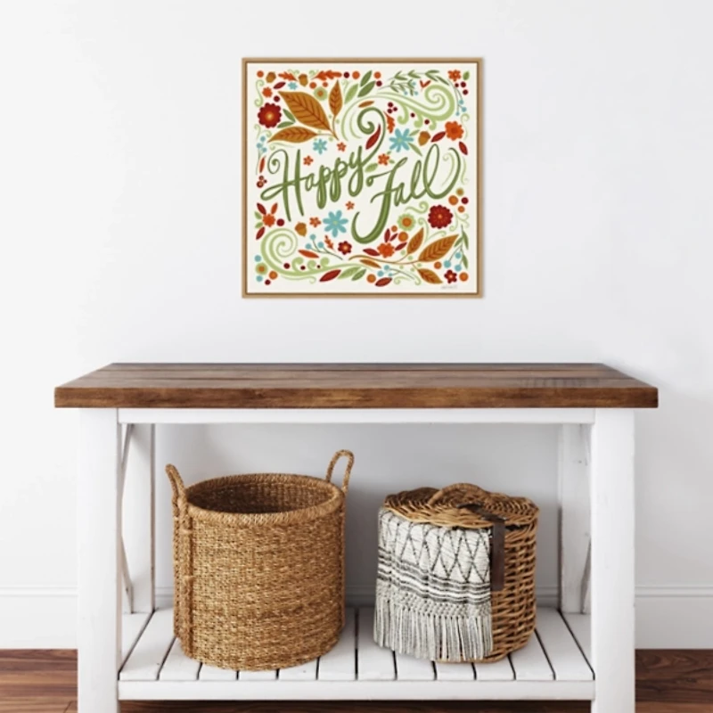 Happy Fall Foliage Swirls Framed Wall Art