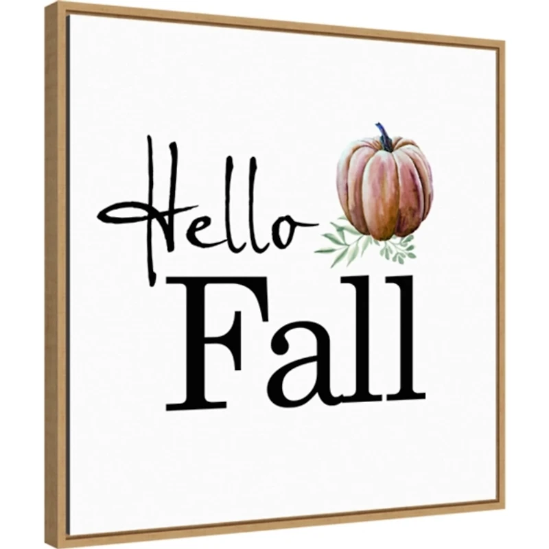 Hello Fall Pumpkin Typography Framed Wall Art