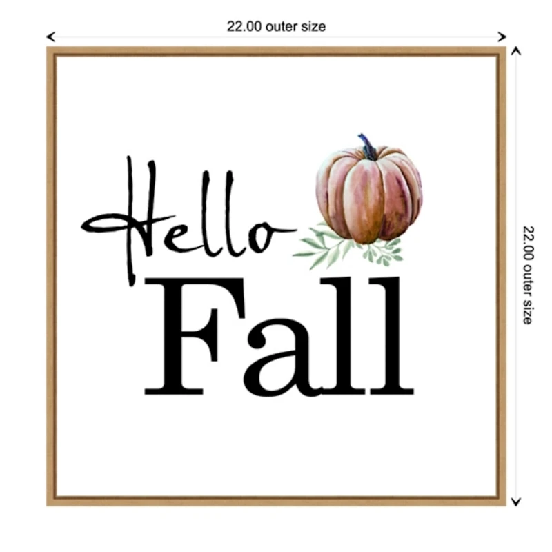 Hello Fall Pumpkin Typography Framed Wall Art