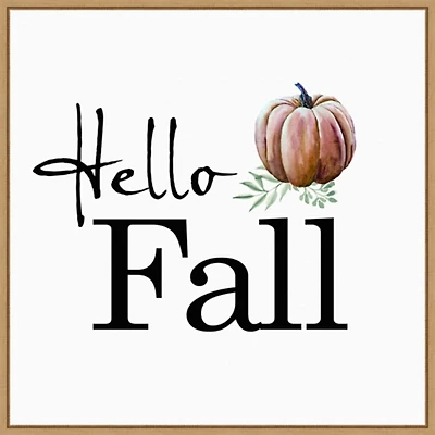 Hello Fall Pumpkin Typography Framed Wall Art