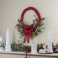 Red and Black Buffalo Check Pine and Berry Wreath