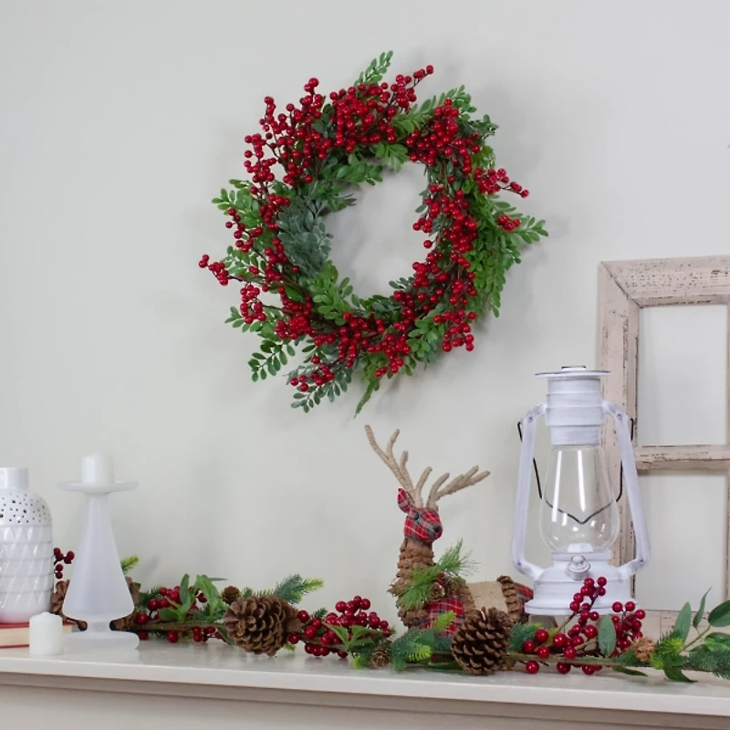 Red Berries and Leaves Christmas Wreath
