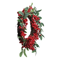 Red Berry Clusters and Leaves Christmas Wreath