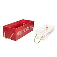 Merry Christmas Santa Claus Wood Crates, Set of 2