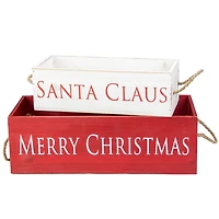 Merry Christmas Santa Claus Wood Crates, Set of 2