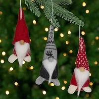 Red and Green Large Feet Gnome Ornaments, Set of 3
