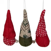 Red and Green Large Feet Gnome Ornaments, Set of 3