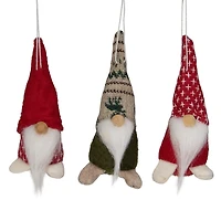 Red and Green Large Feet Gnome Ornaments, Set of 3
