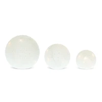 Pre-Lit Frosted White Glass Globes, Set of 3