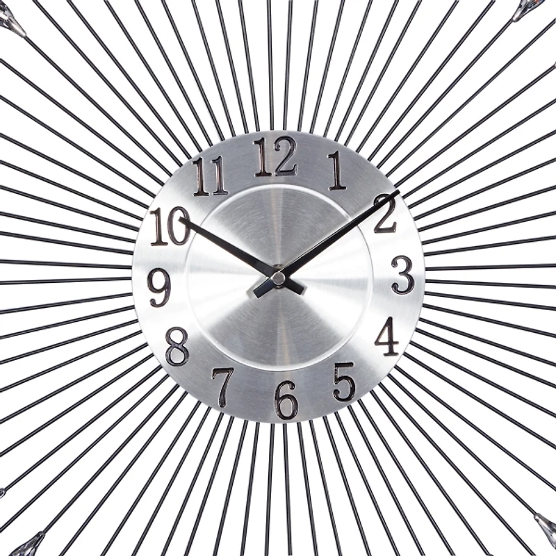 Silver Metal Sunburst Droplet Frame Clock