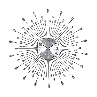 Silver Metal Sunburst Droplet Frame Clock