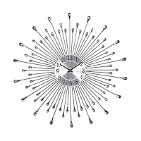Silver Metal Sunburst Droplet Frame Clock