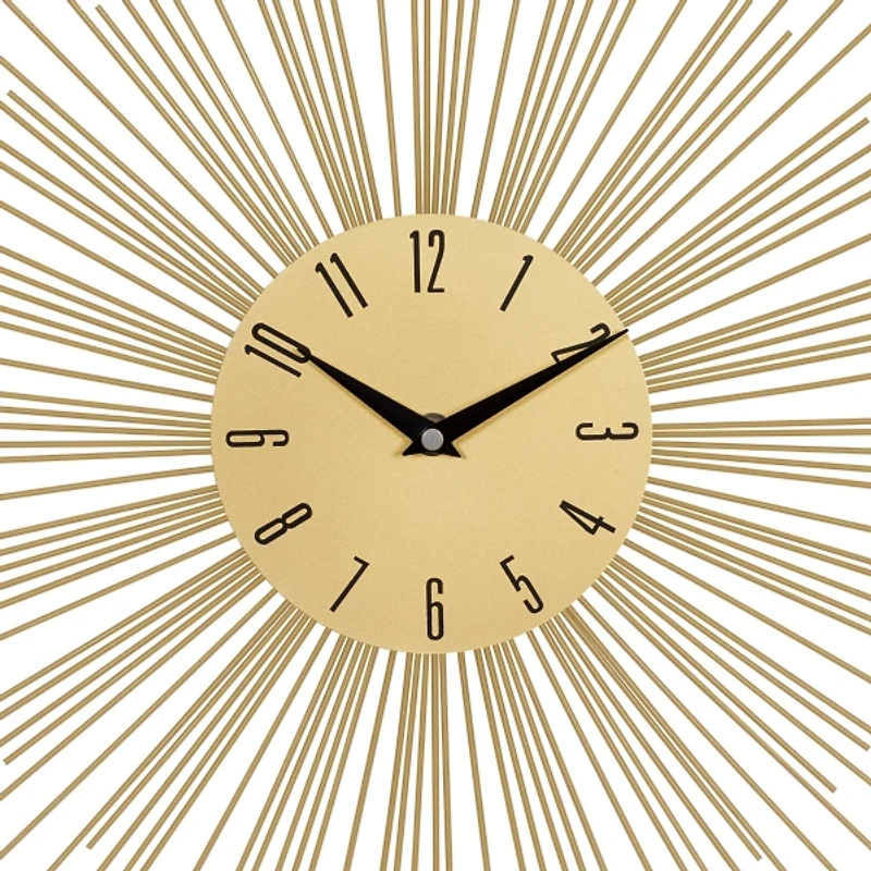 Gold Metal Sunburst Wall Clock