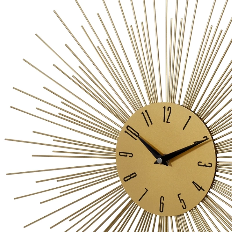 Gold Metal Sunburst Wall Clock