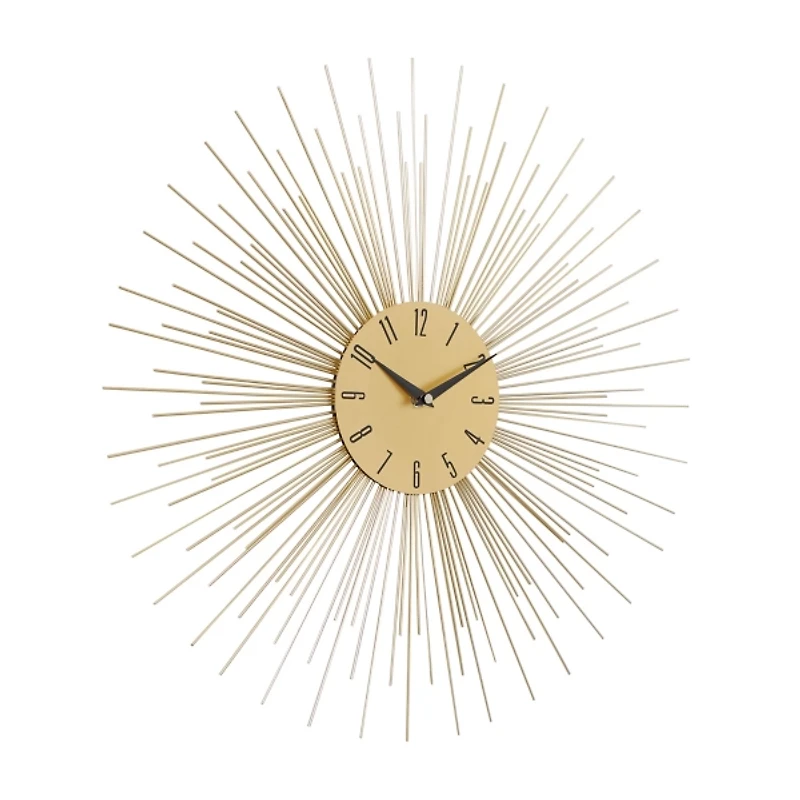 Gold Metal Sunburst Wall Clock