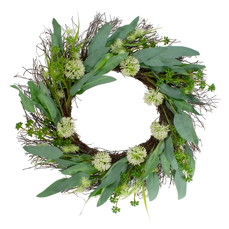 Olive Branch and Flower Buds Spiral Wreath