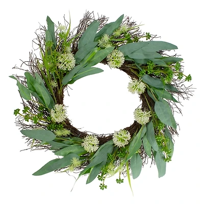 Olive Branch and Flower Buds Spiral Wreath
