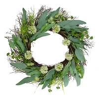 Olive Branch and Flower Buds Spiral Wreath