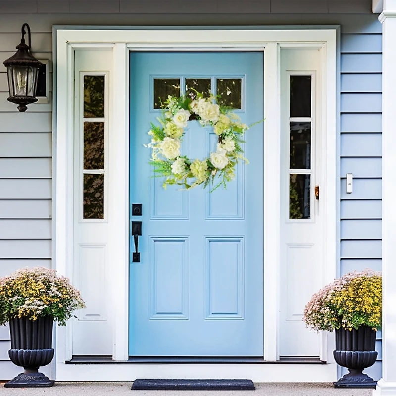 White Roses and Geraniums Wreath