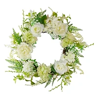 White Roses and Geraniums Wreath