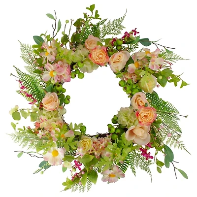 Pink Roses and Peonies Wreath