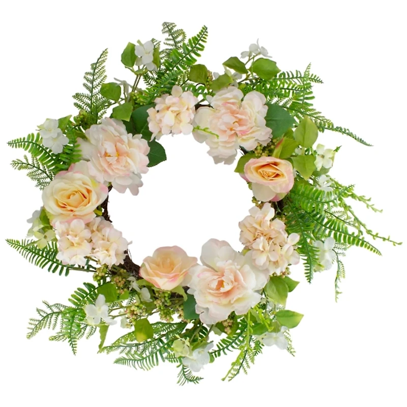 Pink Roses, Hydrangeas, and Peonies Wreath