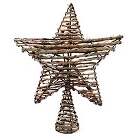 Brown Rattan Star Pre-Lit LED Tree Topper