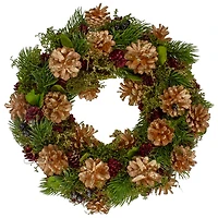 Gold and Red Glittered Pinecone Christmas Wreath